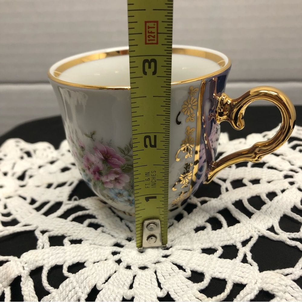 Rare Slovakia Delores MZ Bohemia Porcelaine Violet Lustreware Gold Teacup Set - Picture 12 of 15